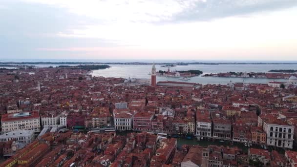 Вид Воздуха Венецианскую Лагуну Красивое Место Заливе Италии Дрон Складе — стоковое видео