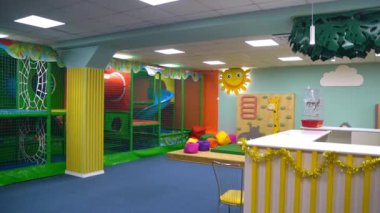 Childrens center with slides, toys. High quality FullHD footage