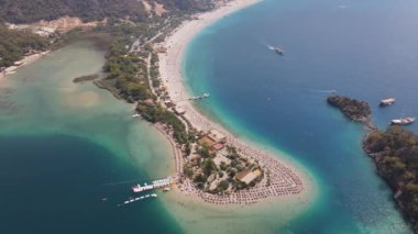 Drone footage, view of the blue lagoon, Fethiye, Oludeniz. High quality 4k footage