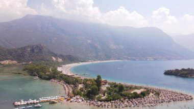 Birds eye view of the Blue Lagoon, Oludeniz. High quality 4k footage