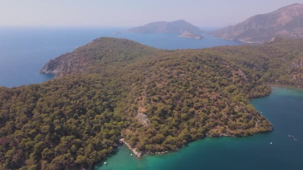 Large Green Mountains Beach Blue Lagoon Fethiye Oludeniz Drone View — Stok video