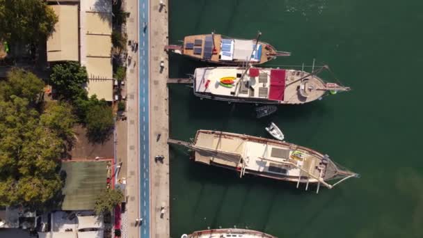 Rua Seaside Promenade Fethiye Tiro Aéreo Imagens Alta Qualidade — Vídeo de Stock