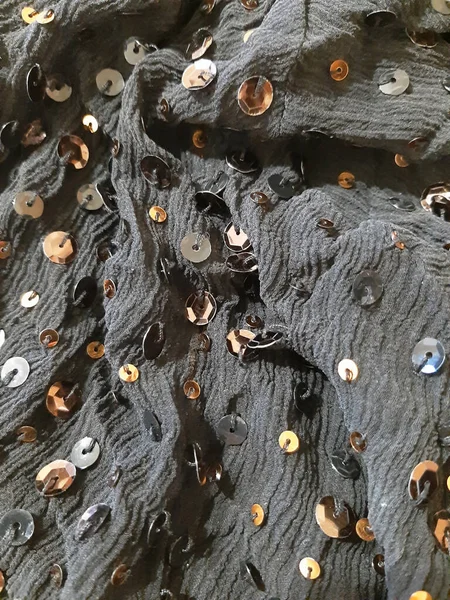 Schwarzes Muster Mit Pailletten Hintergrundgestaltung Fotografie Textil Stoffschablone Modern — Stockfoto