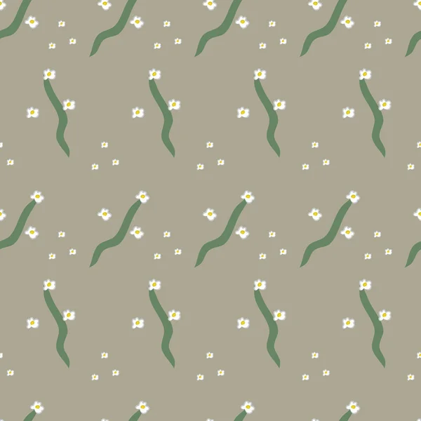 Petites Fleurs Été Plantes Nature Modèle Sans Couture Vectoriel Illustration — Image vectorielle