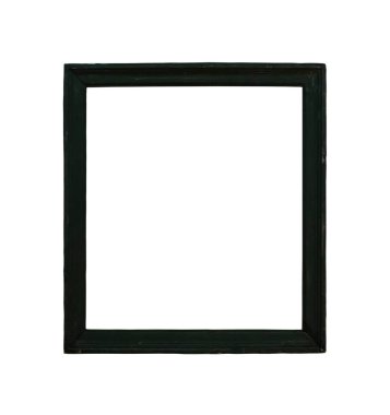 Beyaz zemin üzerindeki eski siyah ahşap resim çerçevesi izole edildi