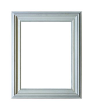 Beyaz arkaplanda beyaz tahta resim çerçevesi izole edildi