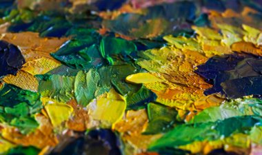 Abstract background. Oil painting close-up. Sunflowers.