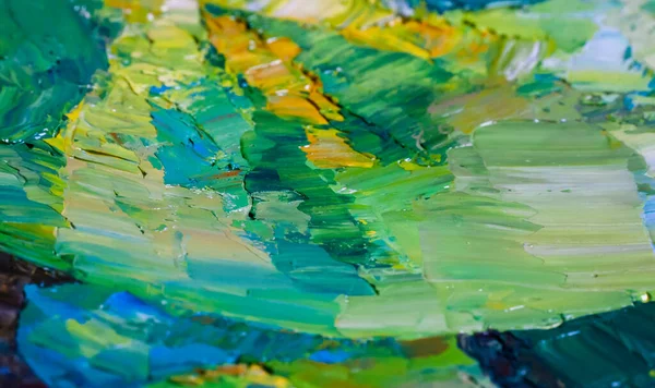The texture of oil strokes of turquoise color