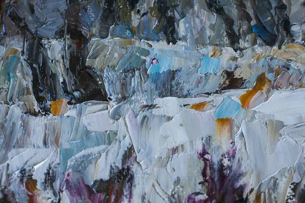 Abstrakcyjne Tło Obraz Olejny Zimnych Kolorach — Zdjęcie stockowe