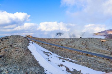 Mountain Aso Nakadake crater, Aso, Kumamoto, Kyushu, Japan clipart