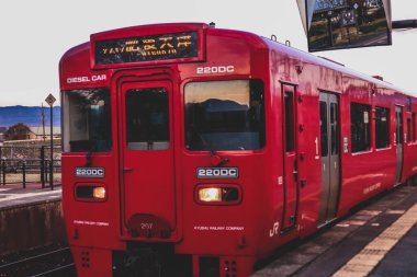 Bir Japon tren istasyonunda bekleyen banliyö treni.