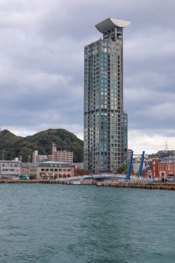 Kitakyushu, Japonya 'da Klasik Mimariyle Sahne Rıhtımı Görünümü