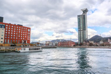 Kitakyushu, Japonya 'da Klasik Mimariyle Sahne Rıhtımı Görünümü