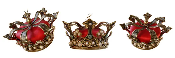 Üç boyutlu kraliyet tacı beyaz arka planda izole edilmiş. 