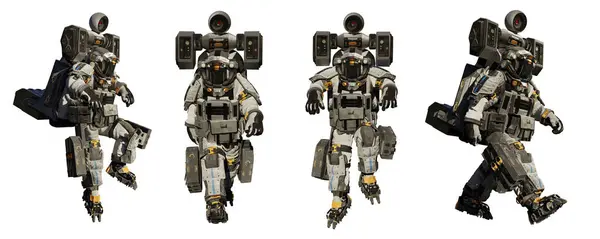 Farklı pozlarda üç boyutlu astronot, beyaz arka planda izole edilmiş. Her poz yüksek çözünürlüklü bir resim.