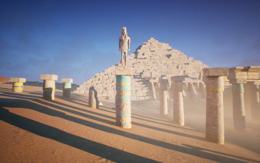 3 boyutlu fantezi çöl tapınağı Mısır tarzında 