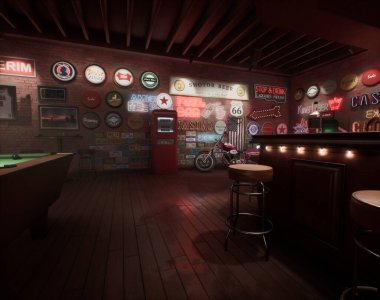 Eski bir rock barından 3D çizim 