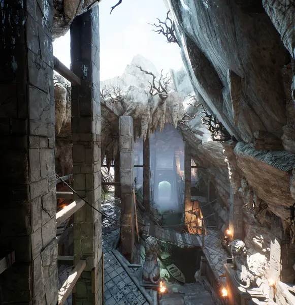 Bir şatonun zindanlarında 3D resimlendirme  