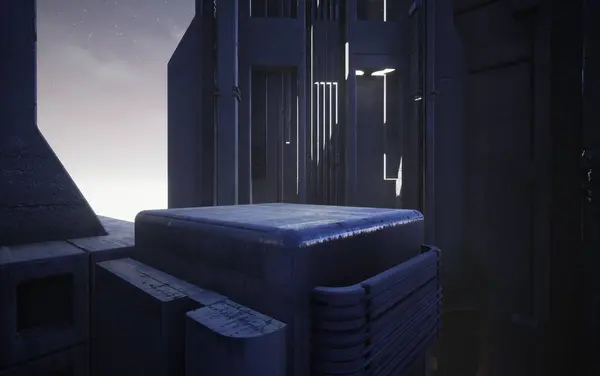 Bir binanın çatısından üç boyutlu illüstrasyon kentsel ortamı oluşturuldu  