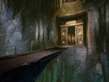 3 boyutlu fantezi mağaranın içini bir köprüyle donattık. 