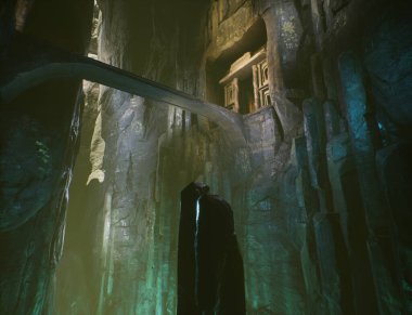 3 boyutlu fantezi mağaranın içini bir köprüyle donattık. 