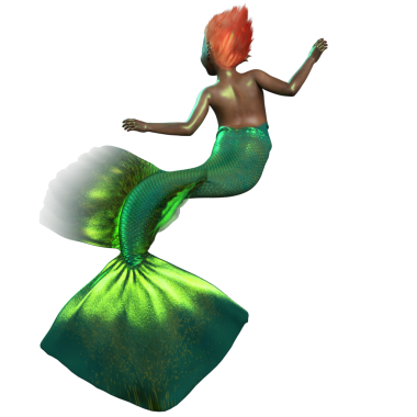 Şeffaf arkaplanda balık kuyruğu olan bir balık çocuğun 3 boyutlu çizimi