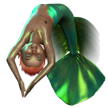 Şeffaf arkaplanda balık kuyruğu olan bir balık çocuğun 3 boyutlu çizimi