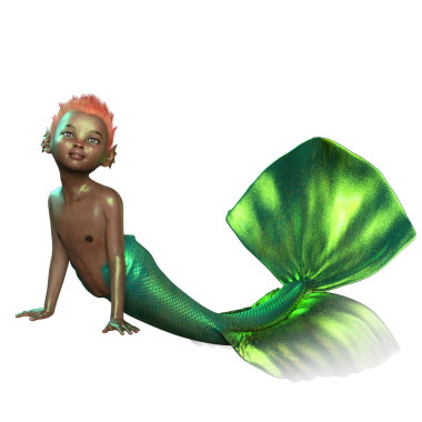 Şeffaf arkaplanda balık kuyruğu olan bir balık çocuğun 3 boyutlu çizimi