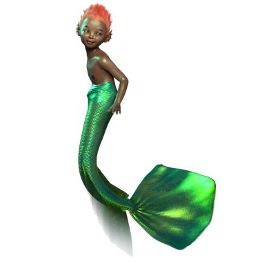 Şeffaf arkaplanda balık kuyruğu olan bir balık çocuğun 3 boyutlu çizimi