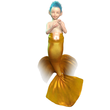 Şeffaf arkaplanda balık kuyruğu olan bir balık çocuğun 3 boyutlu çizimi