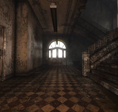 Terk edilmiş bir malikaneden 3D iç mekan