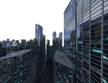 3 boyutlu fantezi gökdelenleri şeffaf arkaplan üzerinde izole edilmiş bir zemin olarak oluşturuldu