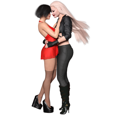 Saydam arka planda izole edilmiş 3 boyutlu fantezi dişi vampir çift.