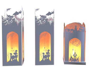 3D dekore edilmiş fenerler şeffaf arkaplanda izole edilmiş ışıklar yayıyor. 