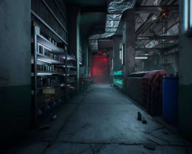 3D oluşturulmuş kıyamet sonrası sığınak 