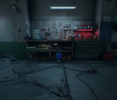 3D oluşturulmuş kıyamet sonrası sığınak 