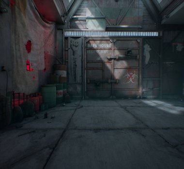 3D oluşturulmuş kıyamet sonrası sığınak 