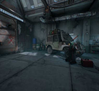 3D oluşturulmuş kıyamet sonrası sığınak 