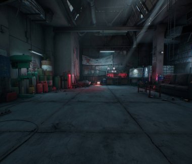 3D oluşturulmuş kıyamet sonrası sığınak 