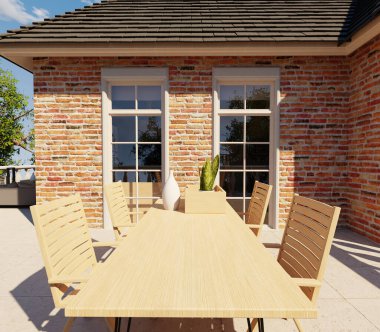 Gündüzleri bir villada 3D modern balkon yapılırdı.