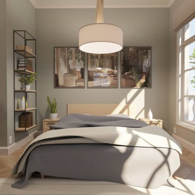 3 boyutlu modern yatak odası 