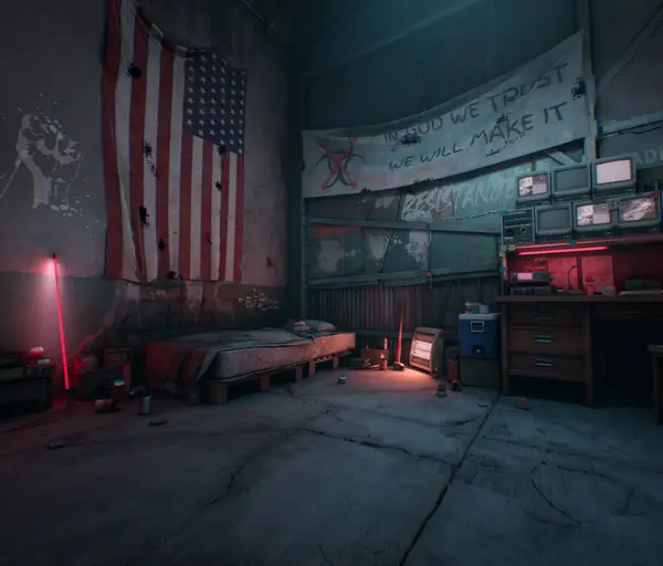 3D oluşturulmuş kıyamet sonrası sığınak 