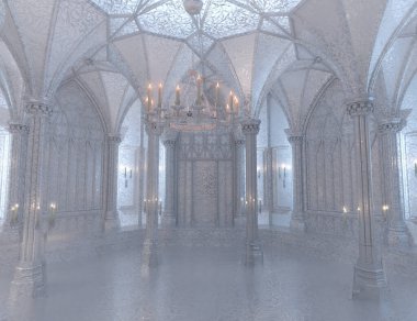 3D rendered fantasy interior temple made of glass  clipart