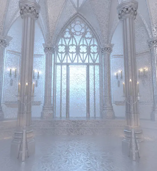 Camdan yapılmış 3 boyutlu fantezi iç tapınak. 