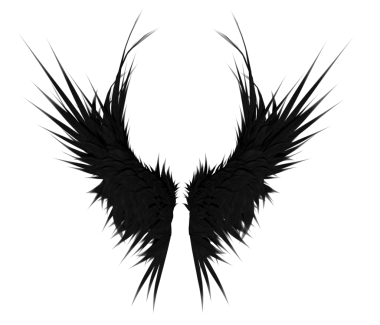 Şeffaf arkaplanda izole edilmiş üç boyutlu koyu fantezi kanatları