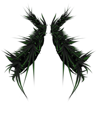 Şeffaf arkaplanda izole edilmiş üç boyutlu koyu fantezi kanatları