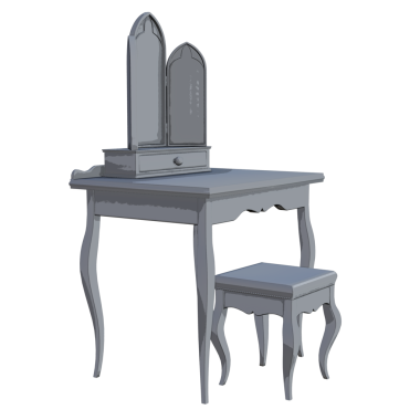 Şeffaf arkaplanda izole edilmiş aynalı 3D karikatür makyaj masası