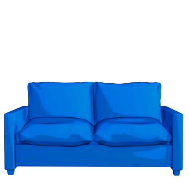 3D karikatür modern kanepe şeffaf arka planda izole