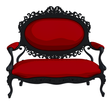 Şeffaf arkaplanda izole edilmiş 3D karikatür barok koltuğu