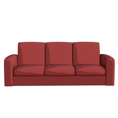 3D karikatür modern kanepe şeffaf arka planda izole